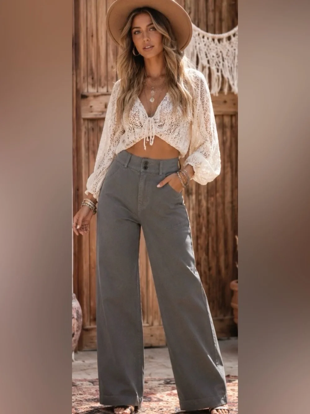 Everlane Organic Cotton Wide Leg Pants Size 0 Gray High Rise Heavyweight Twill